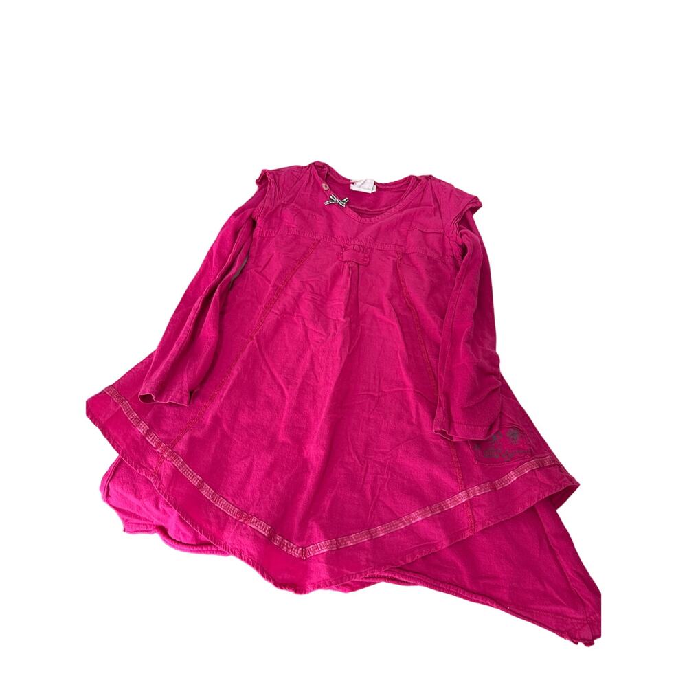 Naartjie Girls' Medium 5 years Vintage Hot Pink Cotton Dress Long Sleeve Tunic